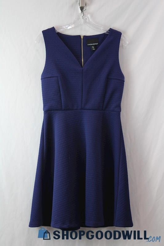 Cynthia Rowley Women's SZ 4 Navy V-Neck Textured  Dress