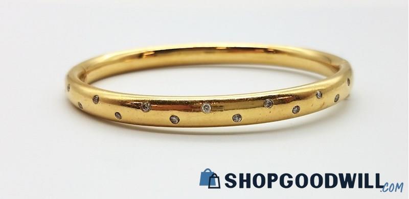 14K Yellow Gold Diamond Hinged Bangle Bracelet   15.29 Grams