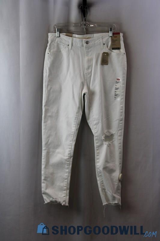 NWT Levi's Women's White Distressed 721 High Rise Skinny Ankle Jeans sz 14