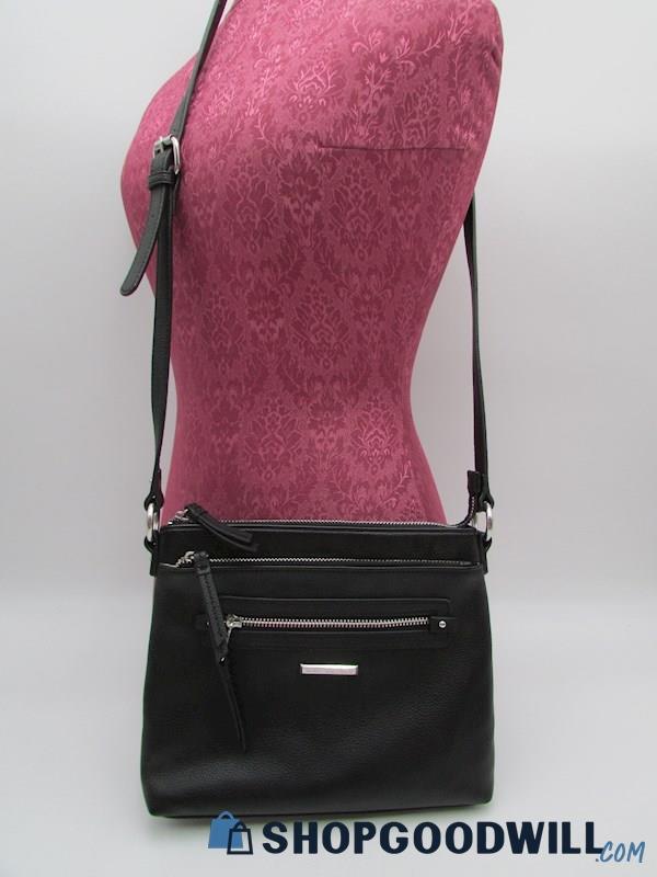  Dana Buchman Gracie Black Vegan Leather Crossbody Handbag Purse