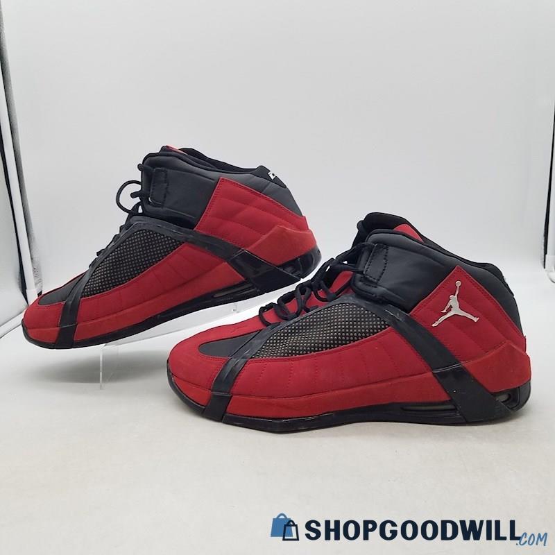 Nike Men's Jordan Red/Black Leather/Synthetic Mid Top Sneakers Sz 13