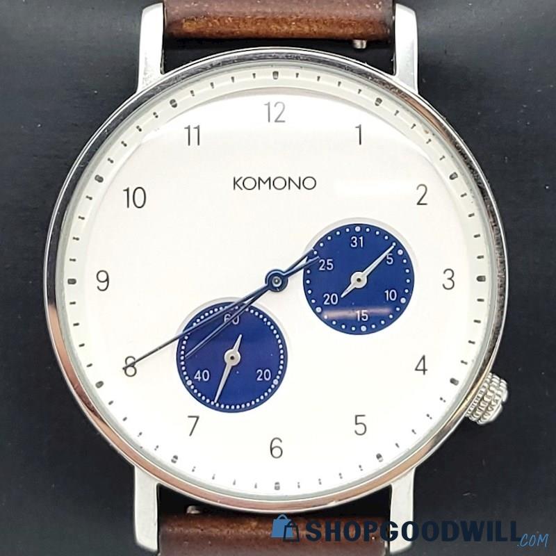 KOMONO Walther Chrono White Dial Cognac Leather Watch