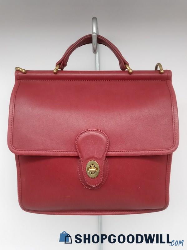 Authentic Vintage Coach Willis 9927 Red Leather Satchel Handbag Purse