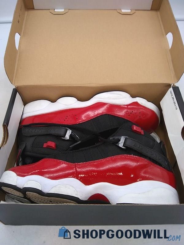 Nike Air Jordan Kid's Black/ Red '6 Rings' Lace Up Mid Basketball Sneakers SZ 7Y