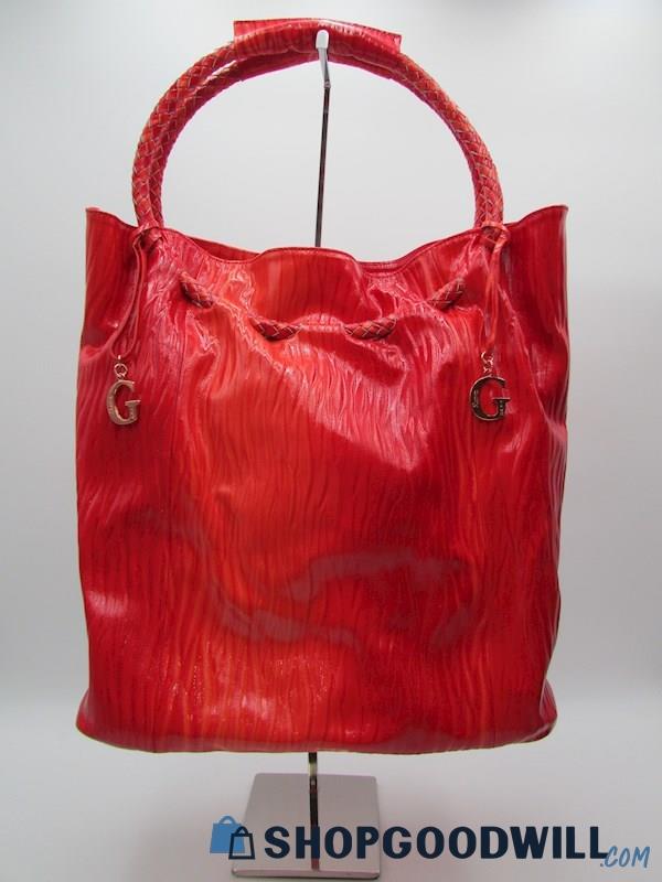 La Gioe di Toscana Sharon Gioe Red Embossed Leather Large Shoulder Handbag Purse