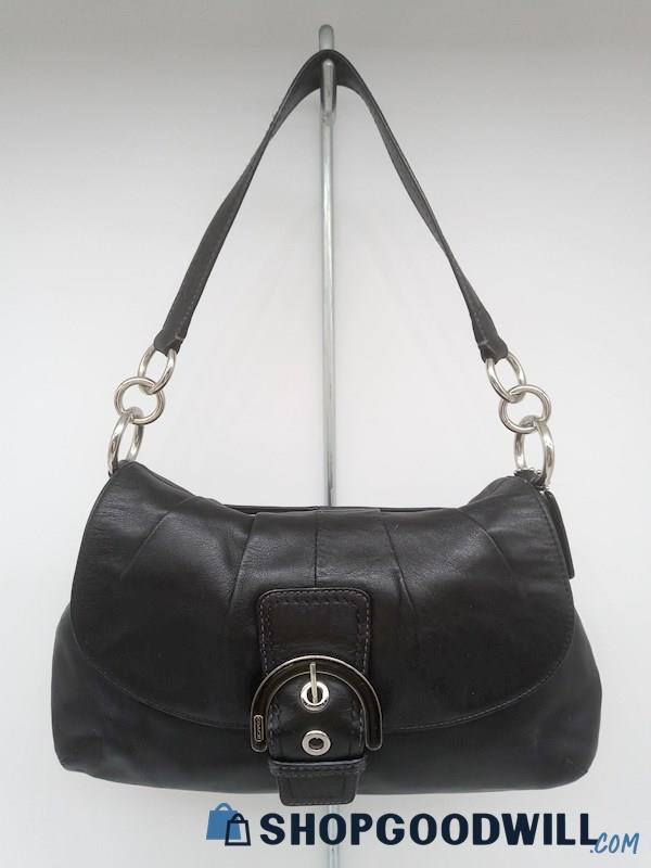 Coach Black Pleated Leather Shoulder Handbag Purse