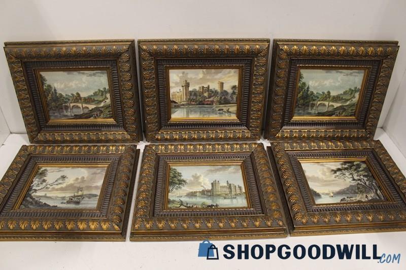 x6 Framed Vintage Etching Prints by Paul Sandby & Coed Helen; 18x16x3