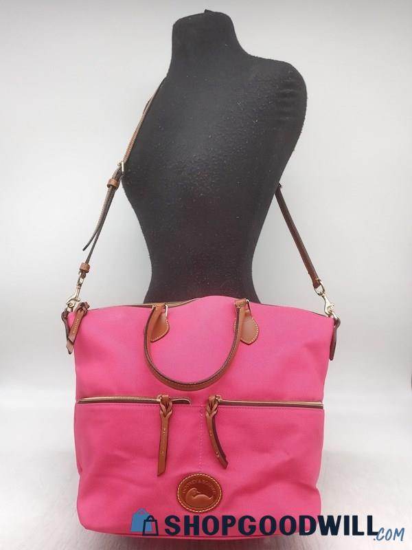 Dooney & Bourke Hot Pink Nylon Large Satchel Handbag Purse
