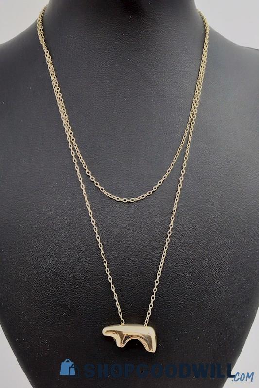 14K Yellow Gold Bear Fetish Necklace Signed 6.76 Grams 