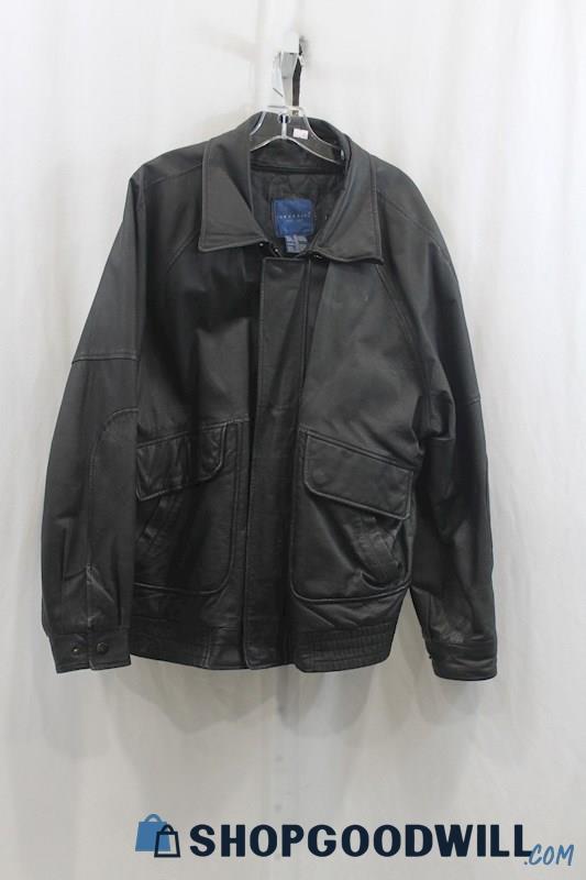 Town Craft Men's Black Faux Leather Jacket SZ LT