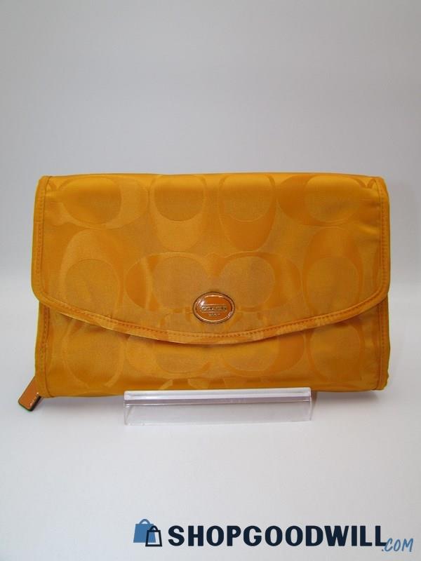 Coach Getaway Orange Spice Signature Tri-Fold Cosmetic/Travel Kit Handbag Purse