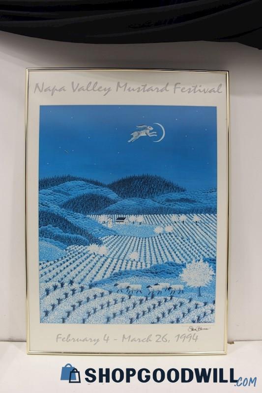 Napa Valley '94 Mustard Festival 'Mustard Madness' Print Signed Sara Barnes PU