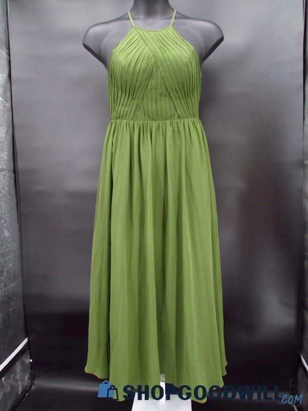 Azazie Women's Moss Green Halter Formal Dress Custom Size