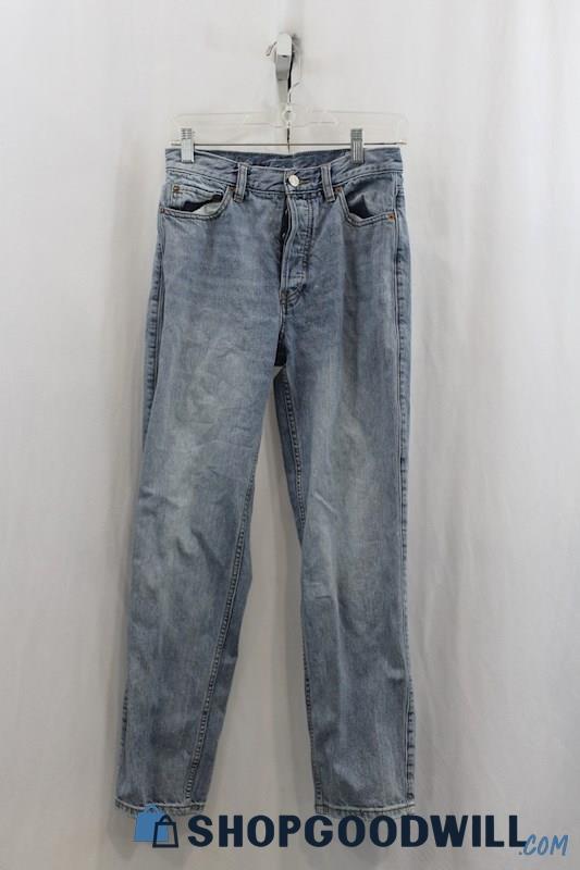 Free People Womens Light Blue Washed Straight Leg Jeans Sz 26