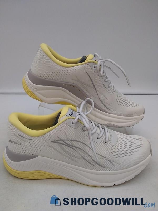 Dansko Women's White/ Yellow 'Pace' Lace Up Athletic Sneakers SZ 38EU