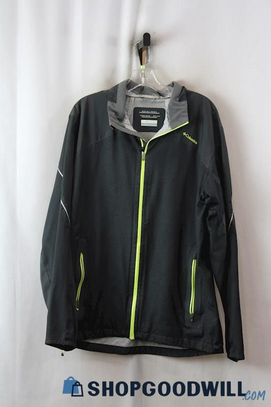 Columbia Men's Black/Neon Green Trim Windbreaker Jacket sz L