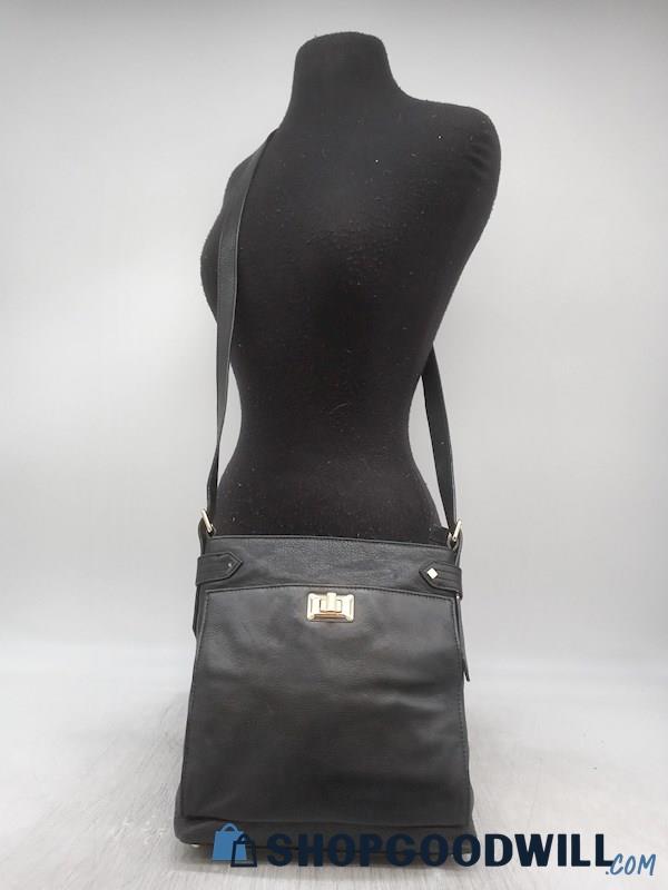 Rachel Roy Black Faux Leather Crossbody Handbag Purse 