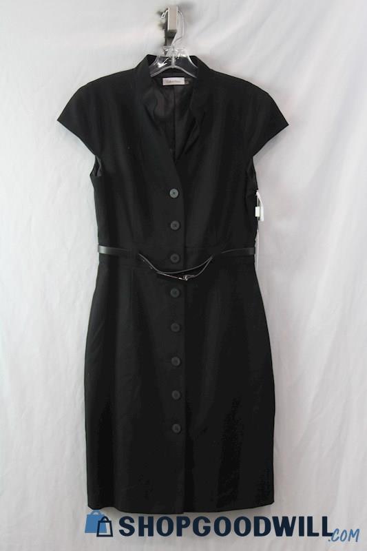 NWT Calvin Klein Women's Black Button Up Dress With Belt SZ 10