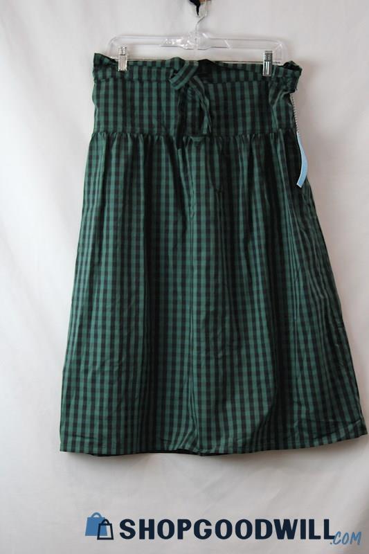 NWT Draper James Women's Green/Black Plaid Flare Skirt SZ L