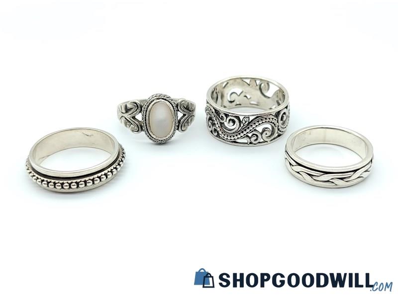 .925 Assortment of Detailed Rings (Sizes 7 to 8 1/2) 17.20 Grams