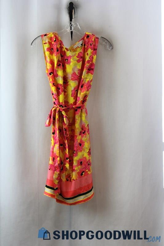 Loft Women's Yellow/Pink Floral Mini Dress SZ-2