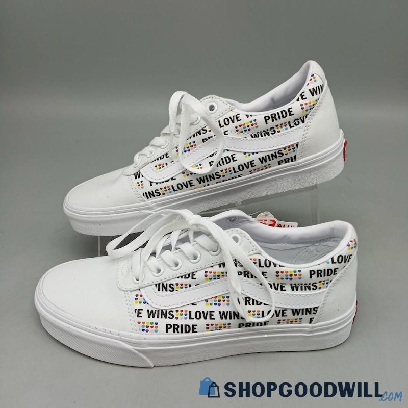 Vans Women's Pride White & Glitter Sneakers SZ 8