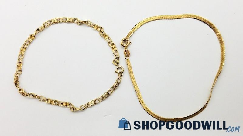 14K Yellow Gold Chain Bracelets (2)   3.50 Grams