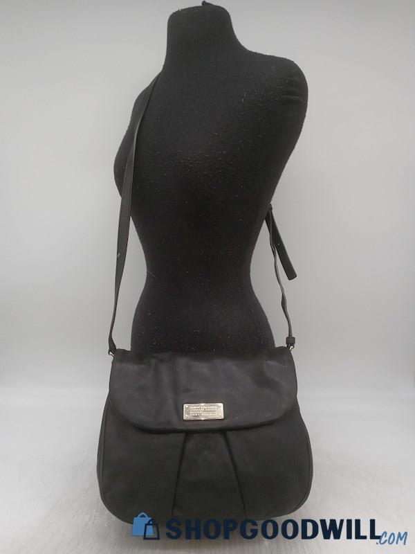 Marc By Marc Jacobs Black Pleated Leather Messenger Handbag Purse