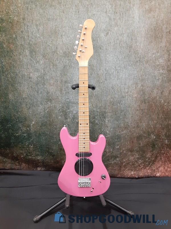 Unbranded Mini Pink 6 String Electric Guitar For Kids, Youth PWRS ON