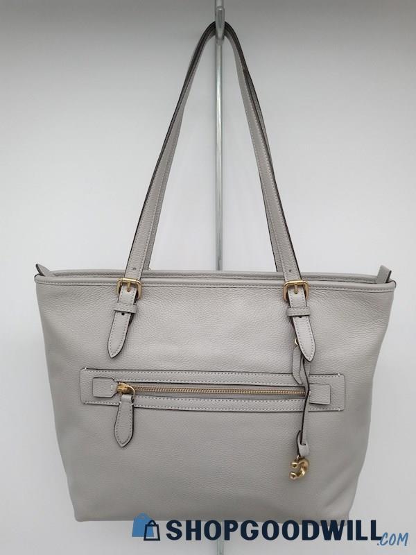 Coach Taylor Light Grey Pebble Leather Large Tote Handbag Purse