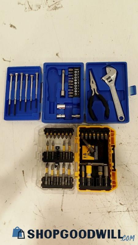 DeWalt & Unbranded Screw Driver Bits & Tools W/ Small Box Cases 