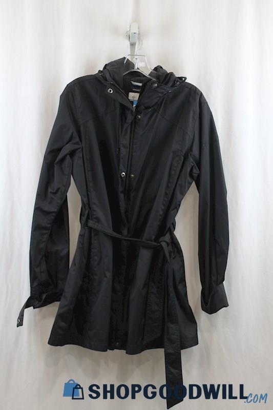 Columbia Womens Black Belted Rain Coat Sz XL