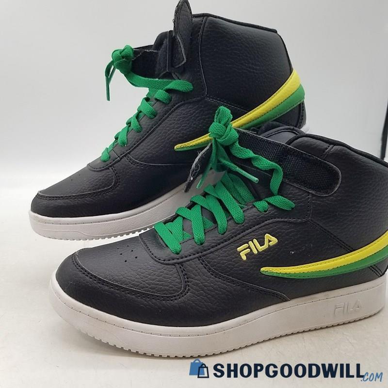 FILA Men's Vulc Black/Green/Yellow Mid Sneaker SZ 6.5