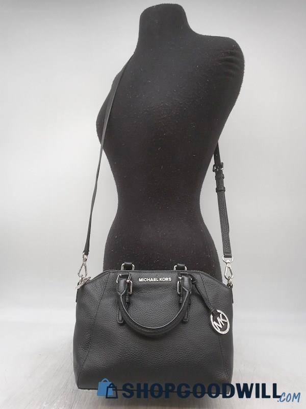Michael Kors Ciara Black Pebble Leather Small Satchel Handbag Purse 