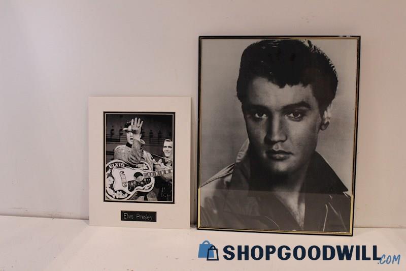 x2 Photographic Prints of Elvis Presley; One in Frame; One Matted w/Nameplate