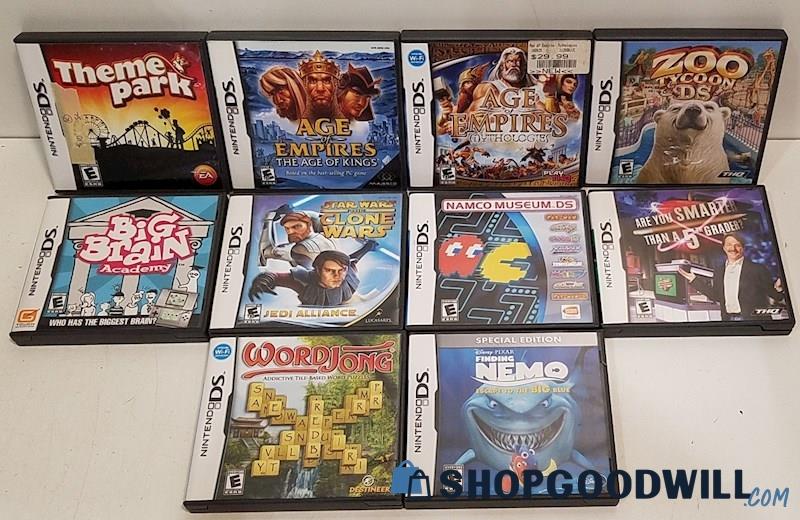 BB) 10 Nintendo DS Games Lot Age of Empires Star Wars Namco Museum Zoo Tycoon
