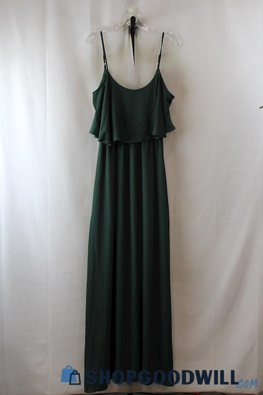 NWT Bohme Women's Forest Green Tiered Maxi Dress sz S