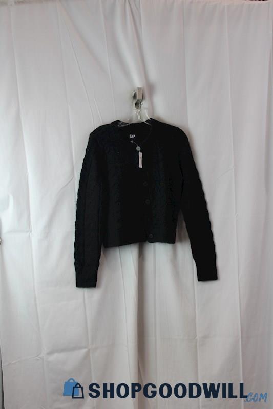 NWT GAP Women's Black Button Up Crochet Cardigan SZ S