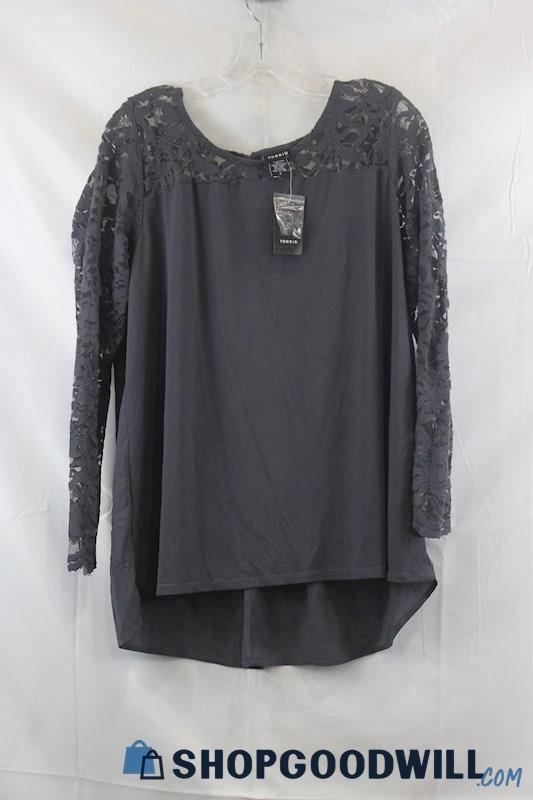 NWT Torrid Women's Gray Lace Blouse SZ 0