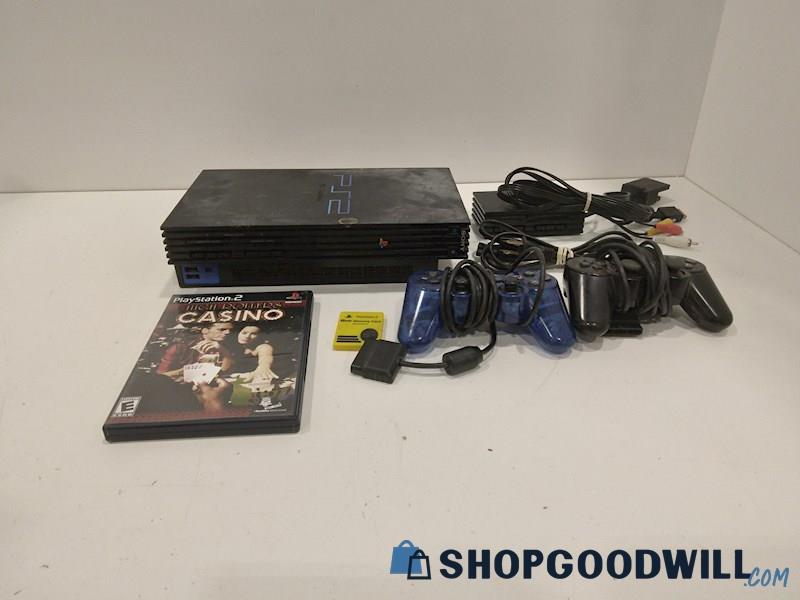PlayStation 2 Console W/Game, Cords and Controllers-powers on