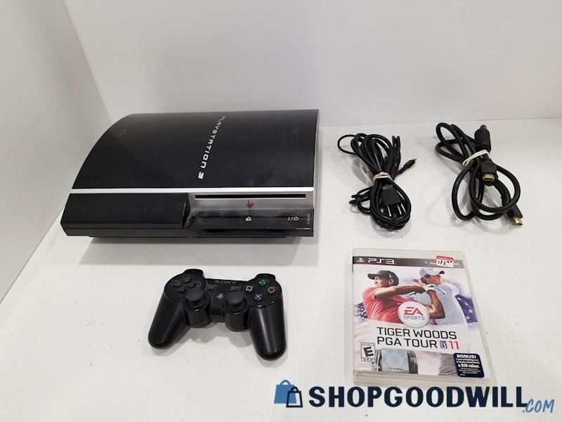 Sony PlayStation 3 CECHH01 Console w/ Game, Cords, Controller - PS3 POWERS ON