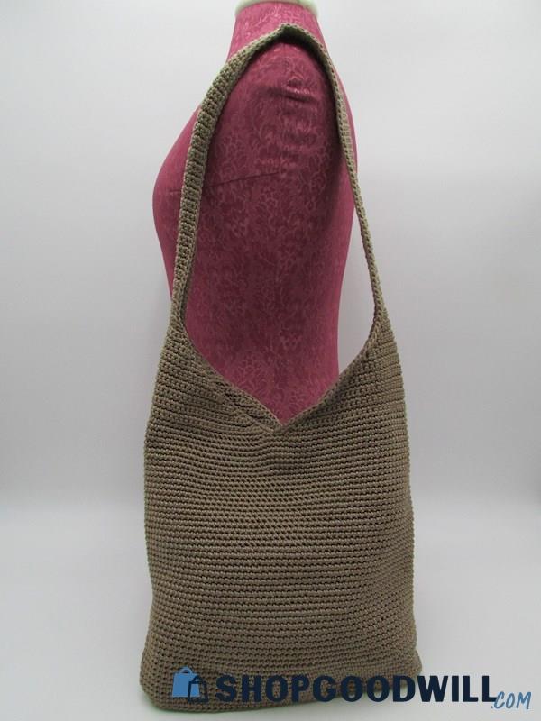 The Sak Beige Crochet Knit Hobo Handbag Purse