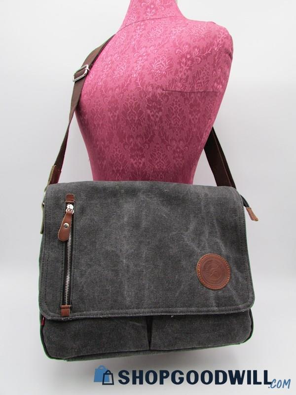Augur Strauss & Co. Grey Canvas Messenger Handbag Purse