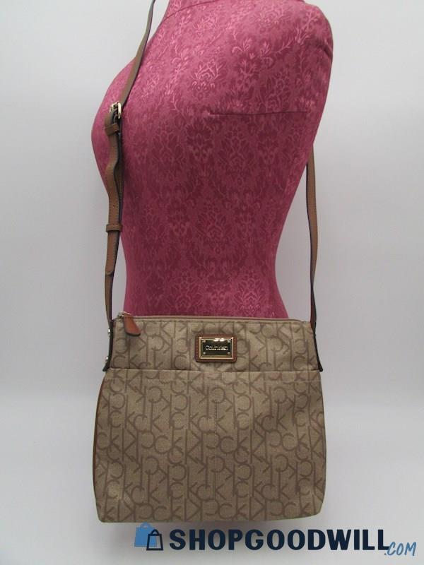 Calvin Klein Khaki Signature Nylon Crossbody Handbag Purse
