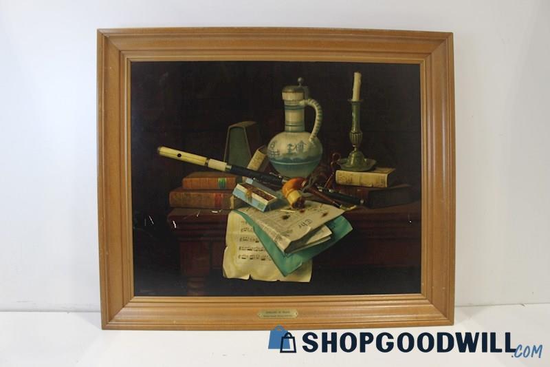William Harnett Unsigned 1890 Still Life Painting Print 'Emblems of Peace'