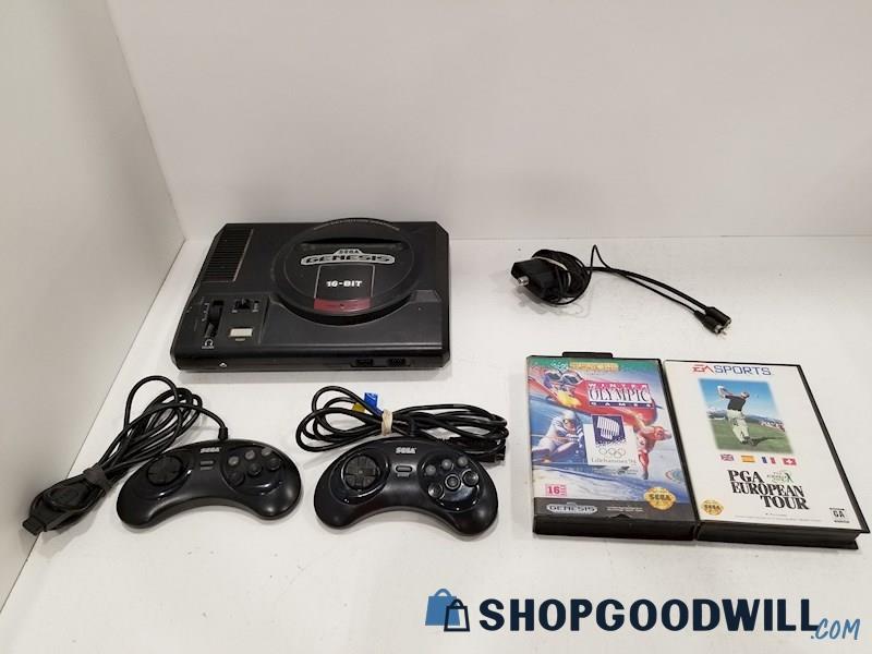 Sega Genesis Console w/ Controllers, RF Cable and Games - TESTED