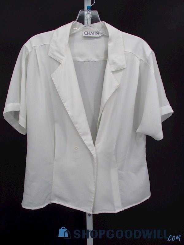 Vintage Chaus Women's White Overlayer Button-up Shirt SZ 14