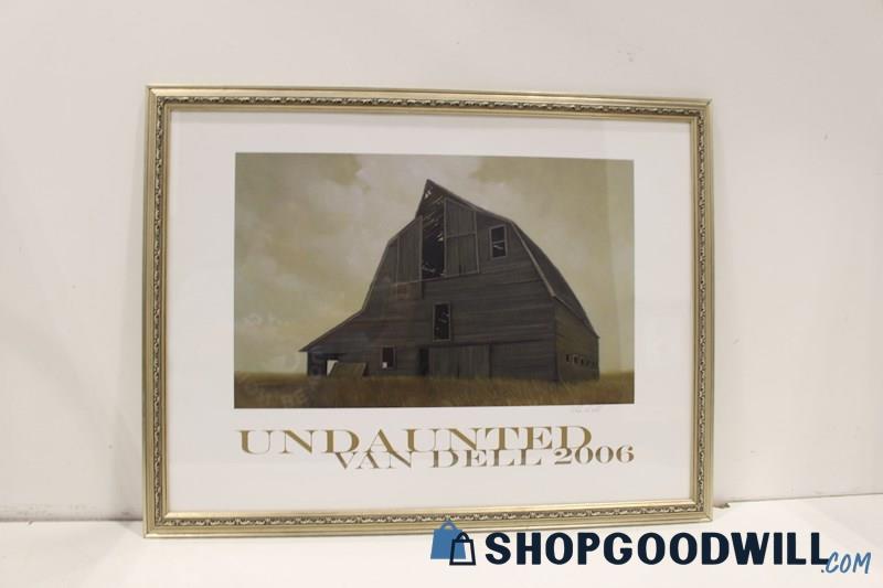 'Undaunted' Framed Abandoned Barn Painting Wall Art Print Signed by Van Dell 
