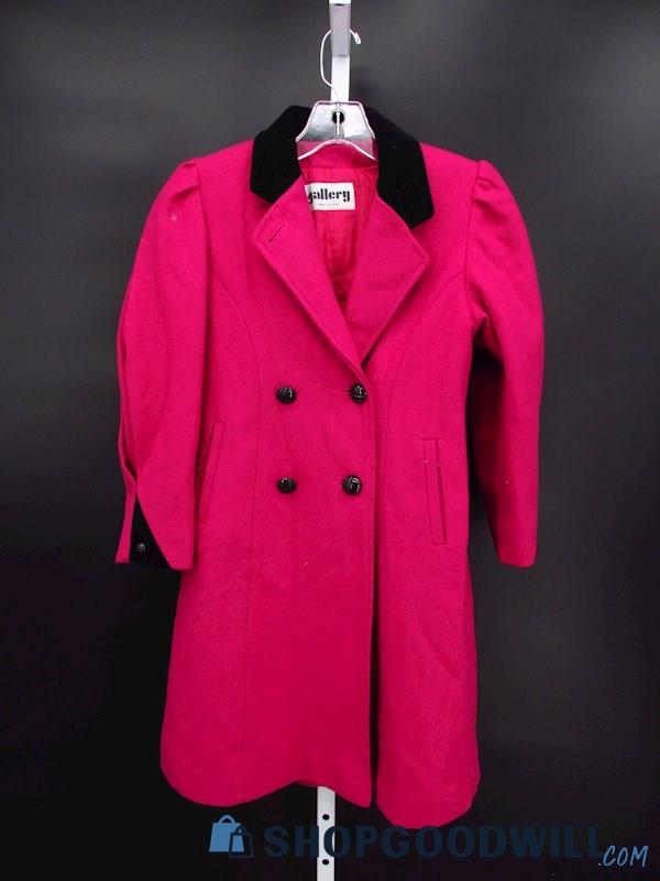 Vintage Gallery Women's Fuchsia Wool Double Breasted Coat SZ S