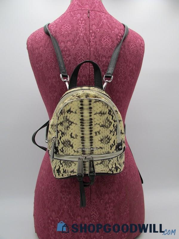 Michael Kors Rhea Mini Natural Snake Embossed Leather Backpack Handbag Purse